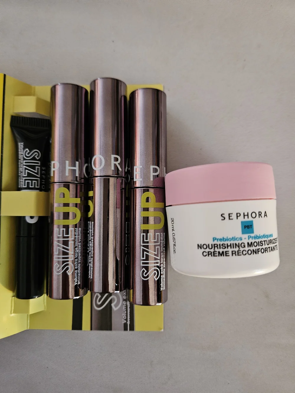 Lot of 5 Sephora Nourishing Moisturizer &3 5ml Size Up Mascara Set